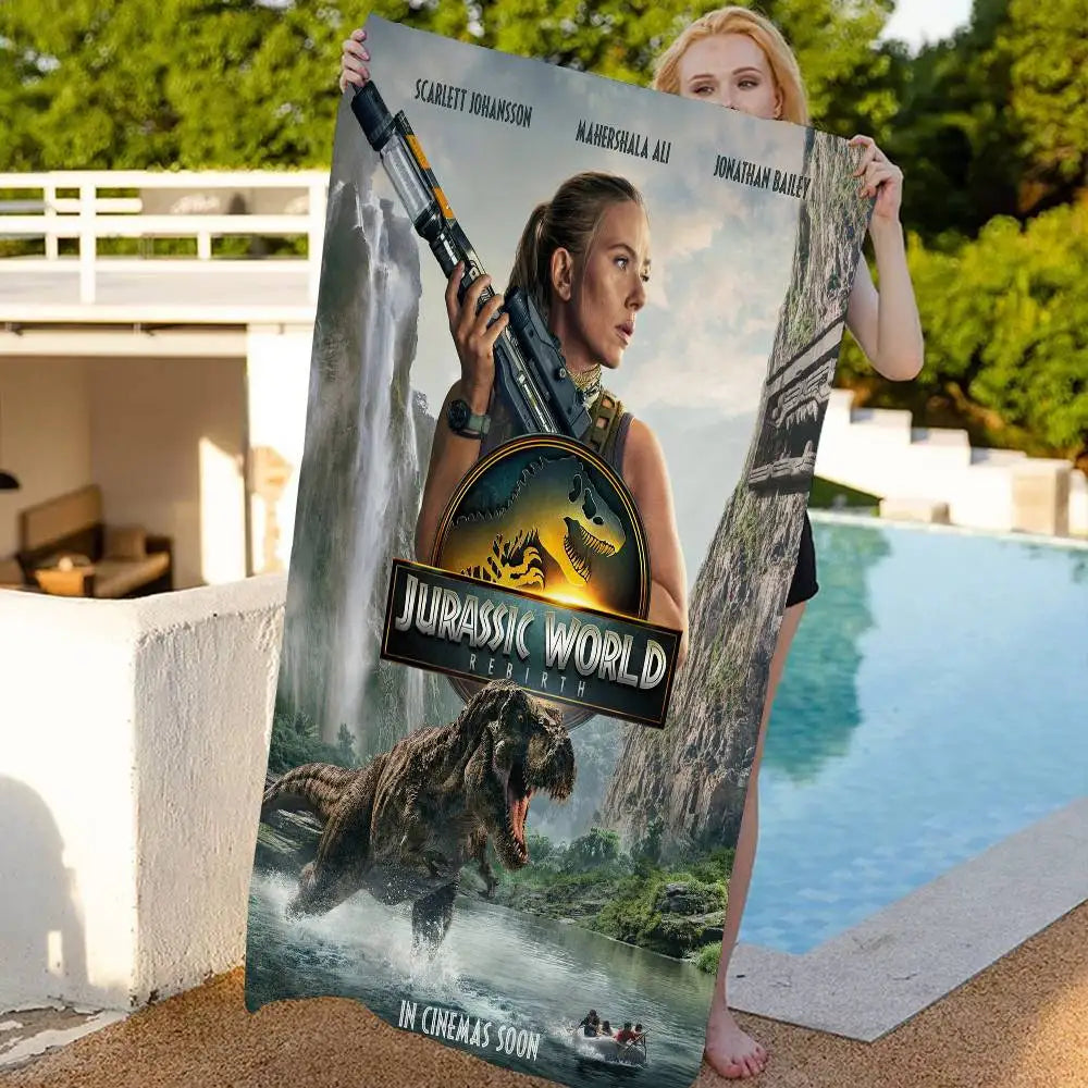 Jurassic World Rebirth movie Cartoon Beach Towel Cute Kawaii Room Decor Bath Girls Children Hand Towels For Bathroom Shower
