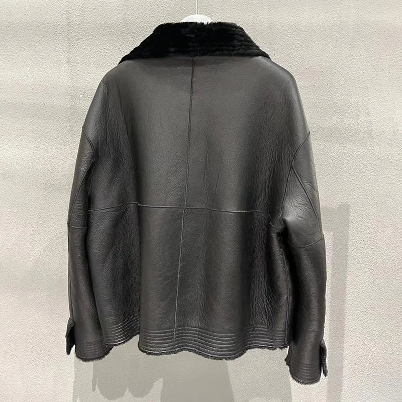 Lady 2023 Winter Jackets Genuine Sheepskin Shearling Jackets Women Double Face Leather Coats Wool Natural Leather