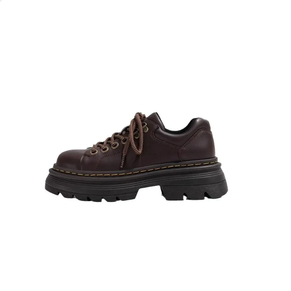 Womens Derby Shoes Autumn British Style Female Footwear Loafers With Fur Round Toe Clogs Platform Casual Sneaker Leather