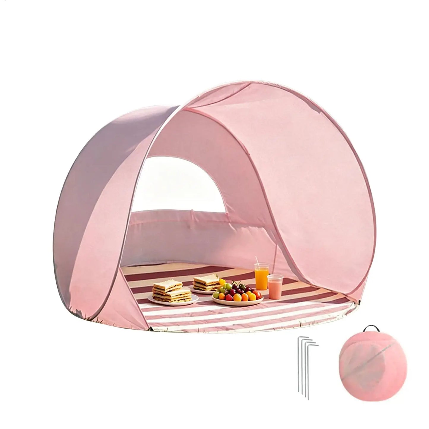 Reusable Beach Sun Shelter Tent One Click Open 3-4 People Tent Large Space Sunshade Outdoor Portable Camping Garden Beach Tent