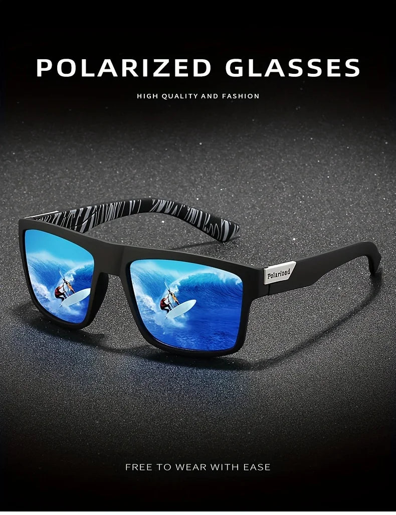 2025 Polarized Sports Glasses for Men, TAC Lens, PC Frame, Classic Square Design, Full Coverage, Fishing, Climbing, Outdoor