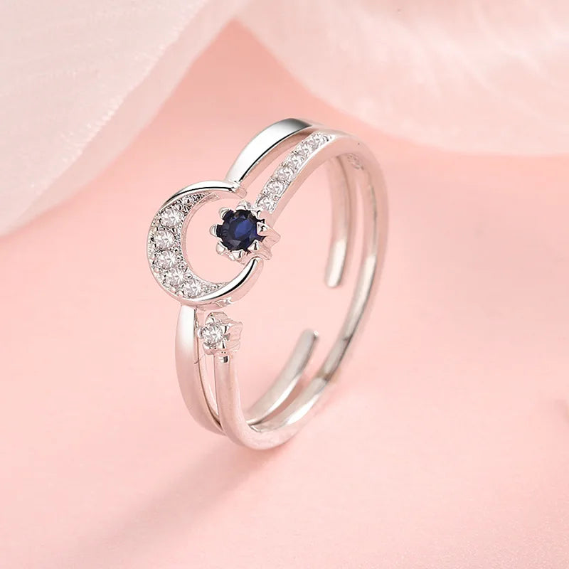 925 Sterling Silver Star Crytal Ring for Women Girl Personality Simple Adjustable Exquisite Jewelry Dropshippipng Gift