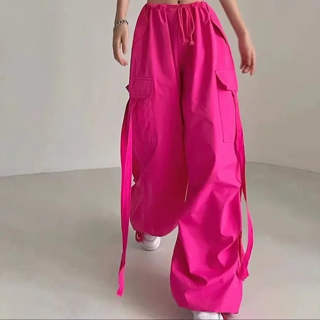 Pants Women Parachute Pants for Women Baggy Low Waist Zipper Y2K Pants Light Baggy Jogger Relaxed