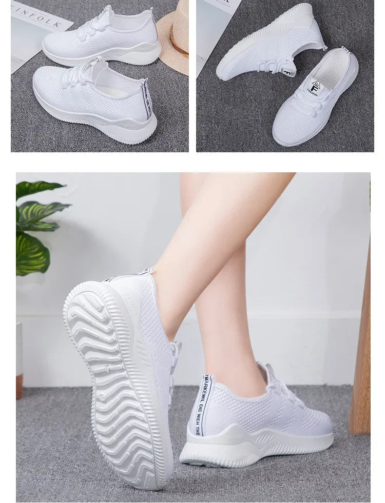 Women Casual Shoes Fashion Breathable Walking Mesh Flat Shoes Sneakers Women 2026 Gym Vulcanized Shoes Purple Female Footwear