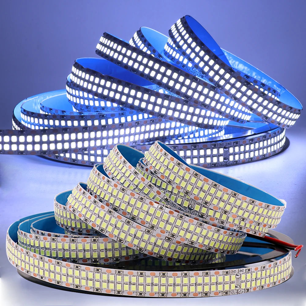 5M LED Strip Light 12V 24V 2835 LED Tape Double Row 480LEDs/m Super Bright Ribbon Diode Warm Natural Cold White Waterproof Lamp