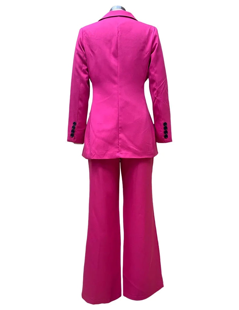 Women's Suit Winter Fashion Long-sleeved Solid Color Casual Suit Jacket and Trousers Matching Sets Two-piece Suit Pant Sets