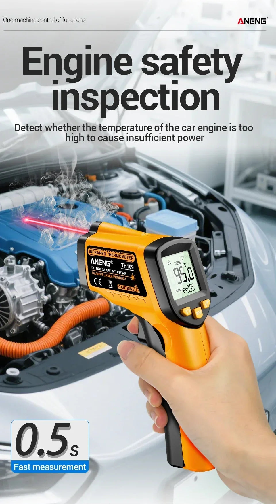 ANENG TH109 Thermometer IR Infrared Laser Industrial Temperature Measure Tester Non-Contact Thermometer Pyrometer Meter Tools