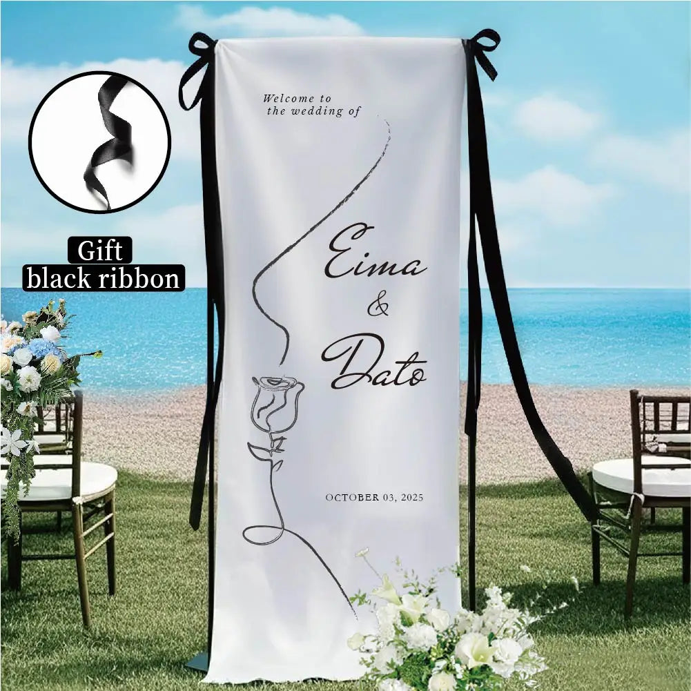Personalized Wedding Customization, Ultra-Soft Velvet Fabric, Welcome Sign, Wedding Sign Fabric, Wedding Sign, White, Event Decoration, Wedding Decoration Flag, Bride Wedding, Outdoor Wedding