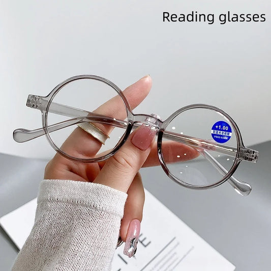 Trendy Round Small-Frame Reading Glasses for Men and Women, Middle-Aged and Elderly People, for Reading Books and Newspapers