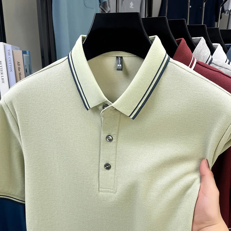 100% pure cotton men's polo shirt summer new fashion casual short sleeve comfortable luxury new simple solid color lapel T-shirt