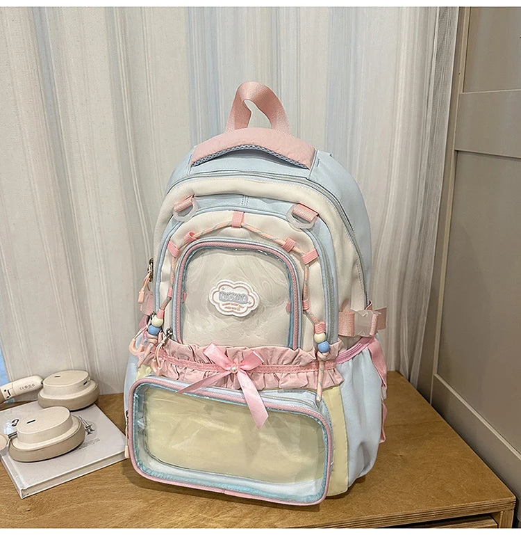 Large Capacity Children's School Bag Set for Girls Primary And Middle School Double Shoulder Backpack Sweet College Style