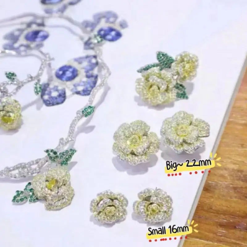 Sterling SILVER Stud Earrings for Women Rose Flower Designer Luxury Original Earring Real Money