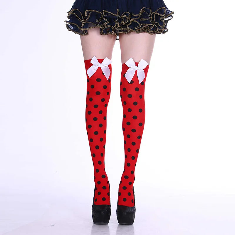 Halloween Party Stockings Clown Dotted Knee High Socks Holiday DIY Decorations