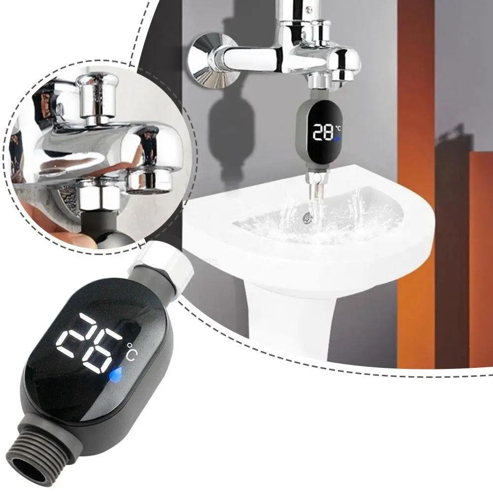 Shower Water Thermometer LED Digital Display&Intelligent Touch Activation 0℃~99℃ Bath Thermostat For Home Bathroom Measurement