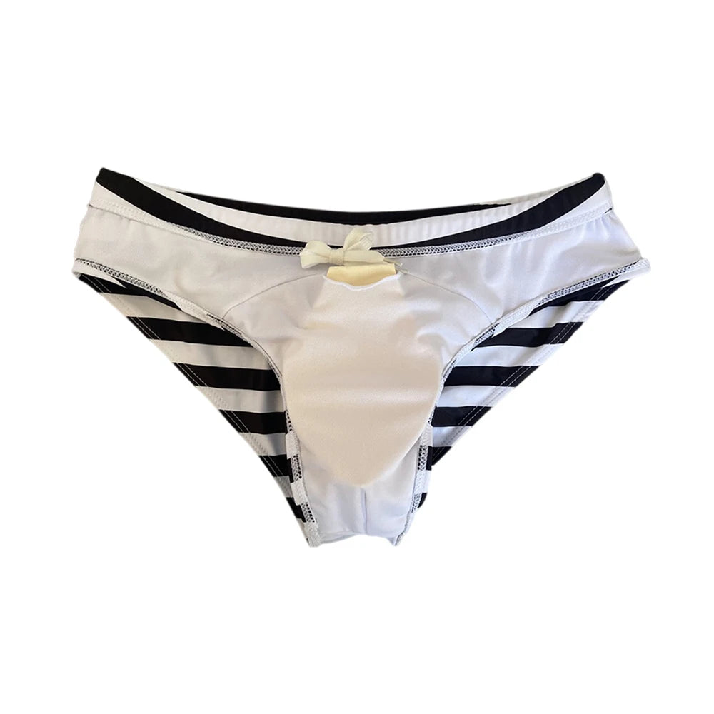 Striped Mens Sponge Cup Bathing Suit Sexy Low Waist Quick Dry Swimwear Summer Male Sunga Sport Beach Board Bikini Surfing Briefs