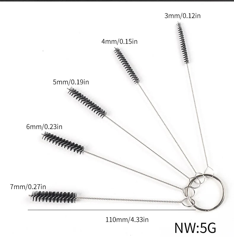 3/4/5/6/7mm lot 110mm muti-function hard hair smoking pipe brush pounchers clearing tool accessories for twisty pipe