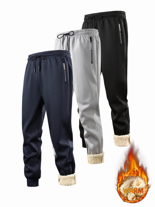 Men's casual pants autumn and winter lamb plush fleece sports pants men's jogging pants elastic waistband ankle-cuffed casual