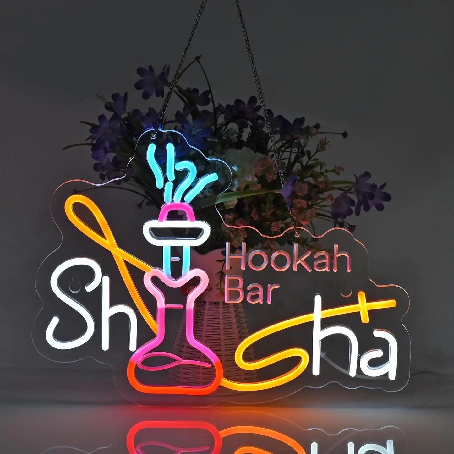 Shisha Neon Sign Shisha Hookah Neon Light Dimmable Hanging Wall Decor for Restaurant Smoke Home Man Cave Louge Shop Bar Pub