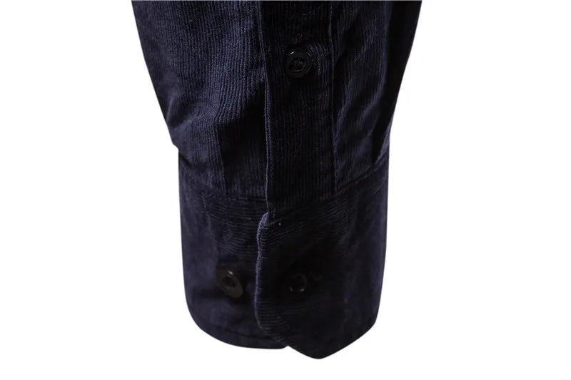 New Single Breasted 100% Cotton Men's Shirt Business Casual Fashion Solid Color Corduroy Men Shirts Autumn Slim Shirt Men