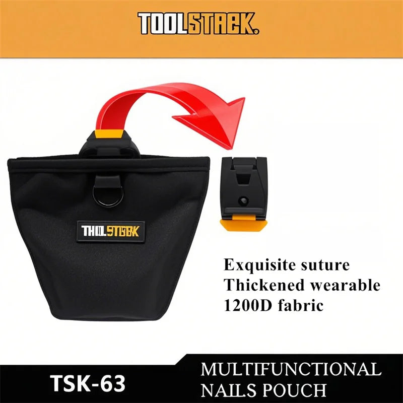 TOOLSTACK Nails Pouch High-Capacity Durable Waist Bag Nails & Screws Toolkit Waterproof Multifunctional Tools Package