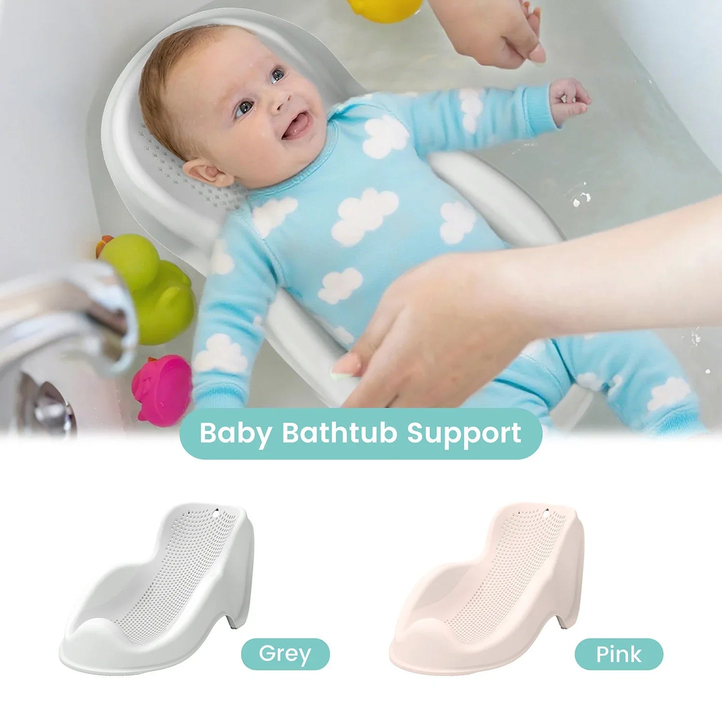 Soft Baby Bath Support for Newborns - Ergonomic, Easy to Clean, Comfortable & Secure Infant Bathing Seat