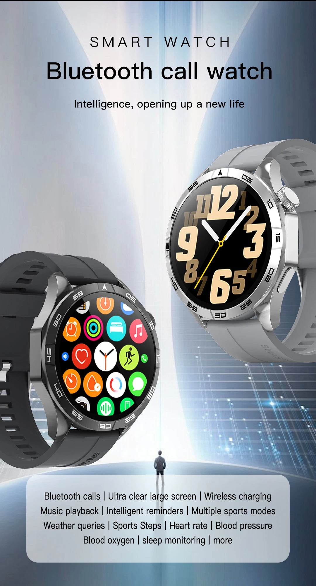 Smart Watch for Men Bluetooth Call Music Play Heart Rate Monitor Outdoor Activities Calorie Tracker Sport Watch