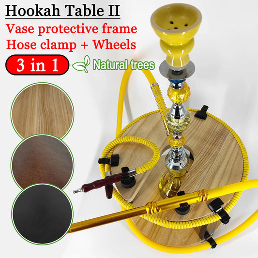 Shisha Stand Portable Wooden Hookah Table Holder Station With Wheels Rolling for Vase protection Hose Clamp Nargile Accessories