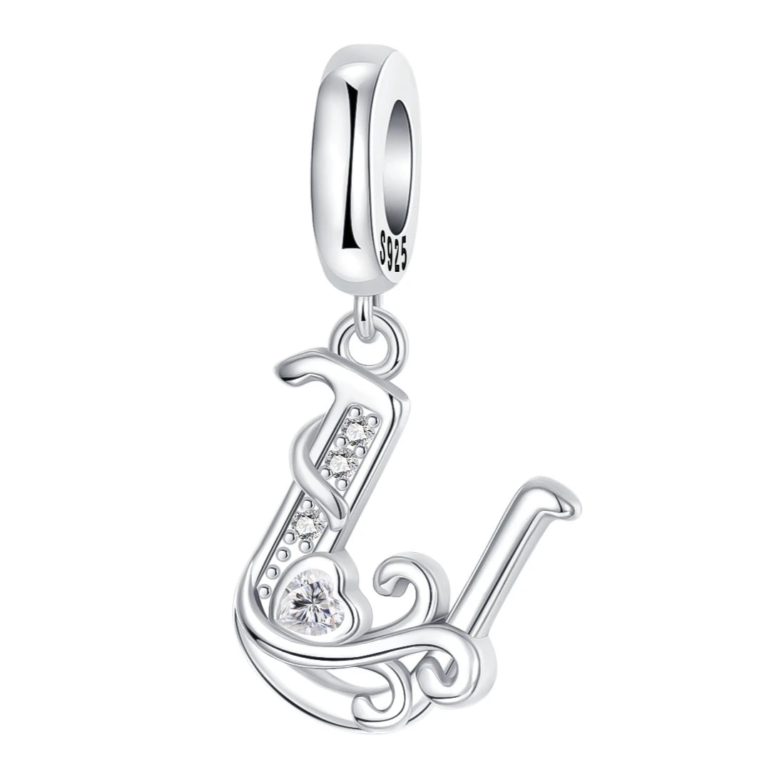 925 Sterling Silver  A-Z 26 English Letters Retro Fashion Pendant Fit Original Bracelet Charm Beads Necklace Diy Female Jewelry