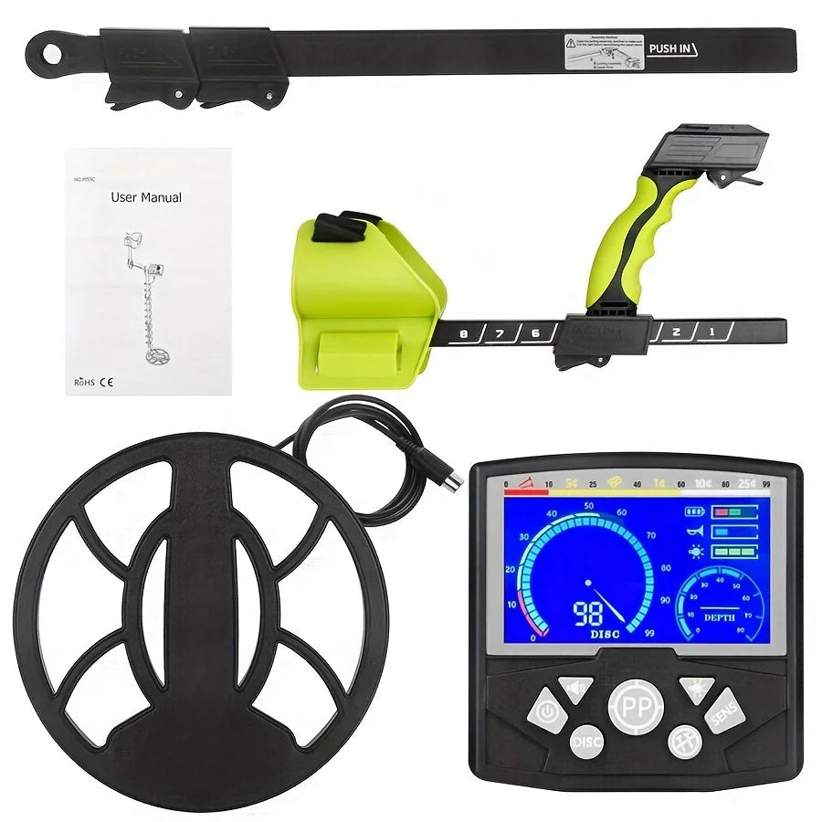 Metal Detector for Adults Analog Pointer Metal Detector with LCD Screen 10'' Waterproof Coil Adjustable All Metal&Disc&Pinpoint