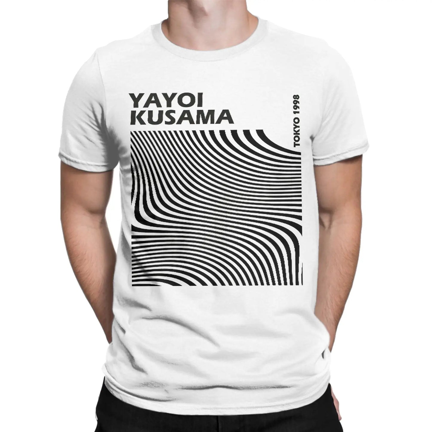 Funny Yayoi K-Kusama Line Tokyo 1998 T-Shirts for Men Crew Neck Pure Cotton T Shirt  Short Sleeve Tee Shirt Summer Clothes