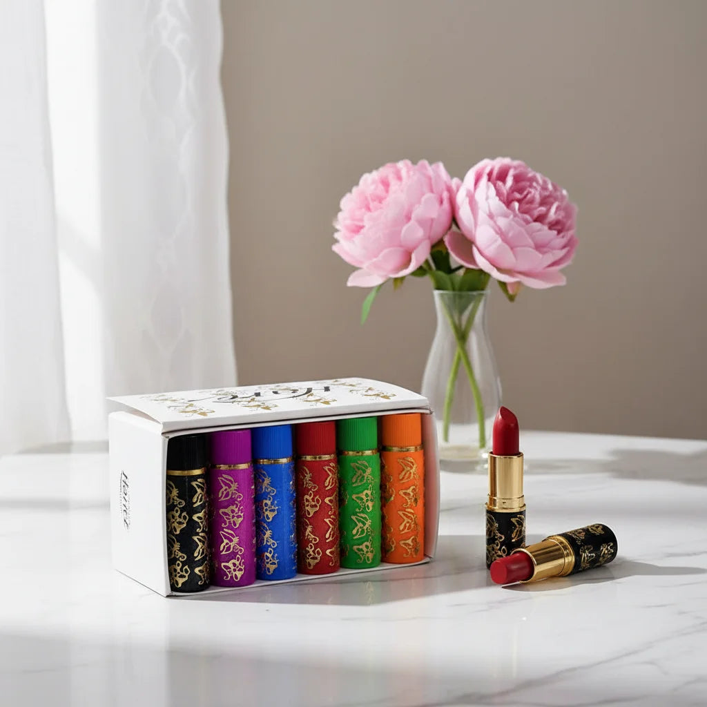 Waterproof Lipstick Sexy Lip Stick Matte Velvet Lipstick Color Mood Changing Long Lasting Moisturizing Lipstick Makeup 6Pcs/Set