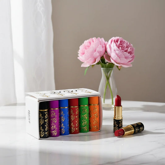 Waterproof Lipstick Sexy Lip Stick Matte Velvet Lipstick Color Mood Changing Long Lasting Moisturizing Lipstick Makeup 6Pcs/Set