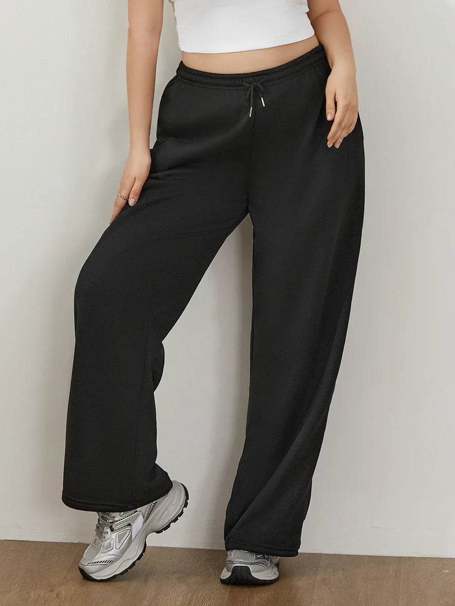 Womens Wide Leg Sweatpants Elastic High Waist Straight Legged Sweatpants Basic Baggy Comfy Jogger Sweat Pants Orange Gray Bottom
