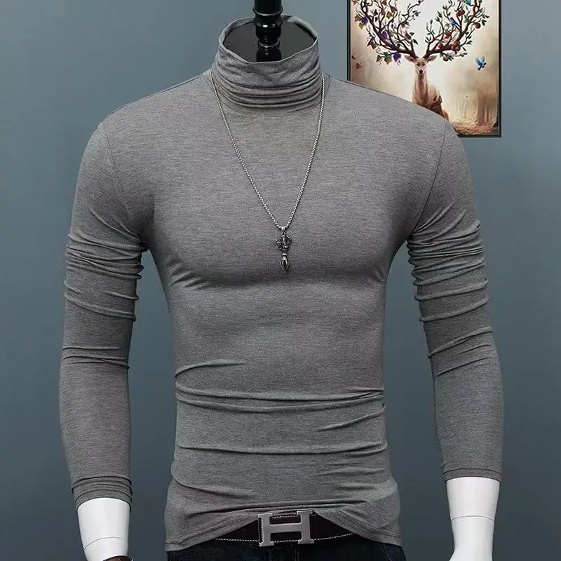 Thermal Underwear Tops Men Winter Clothes Thermal Shirt Autumn Men's Winter Tights High Neck Thin Slim Fit Long Sleeve T-shirt