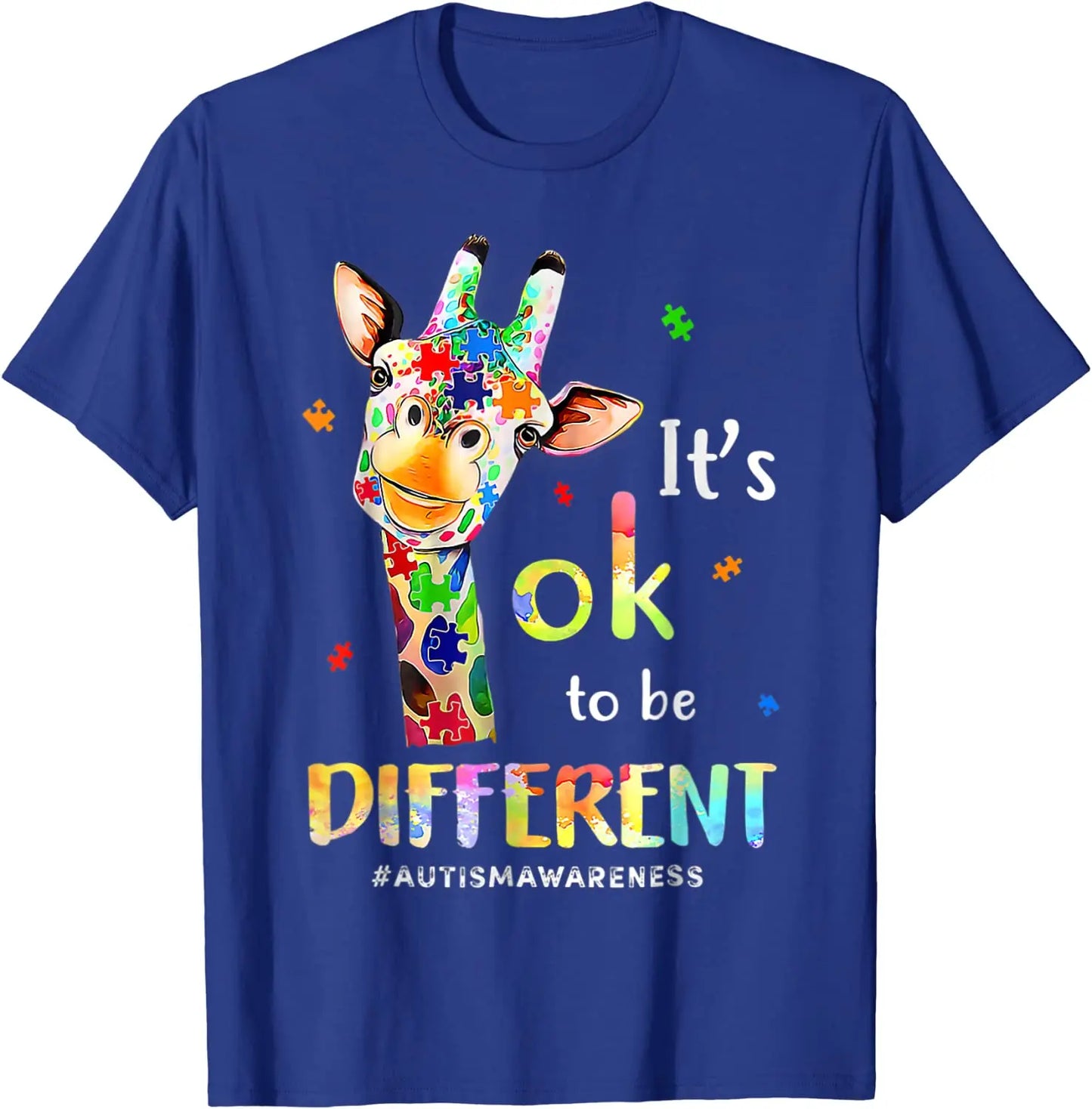 Autism Awareness T-Shirt Cute Giraffe Animals Be Differents Graphic Tee Tops Proud Autism Family Matching Outfits Novelty Gifts