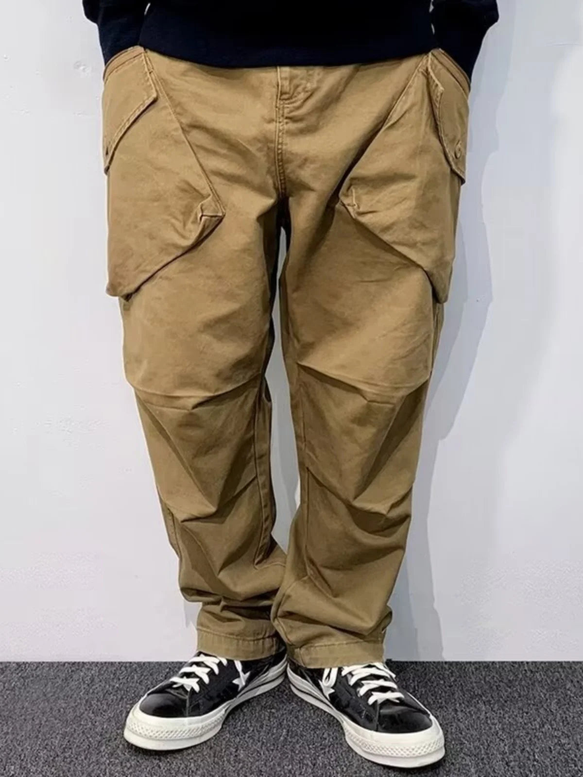 American Washed Men's Casual Pants Retro Design Trendy Brand Long Trousers Autumn Winter Multi-Pocket Workwear Loose Fit