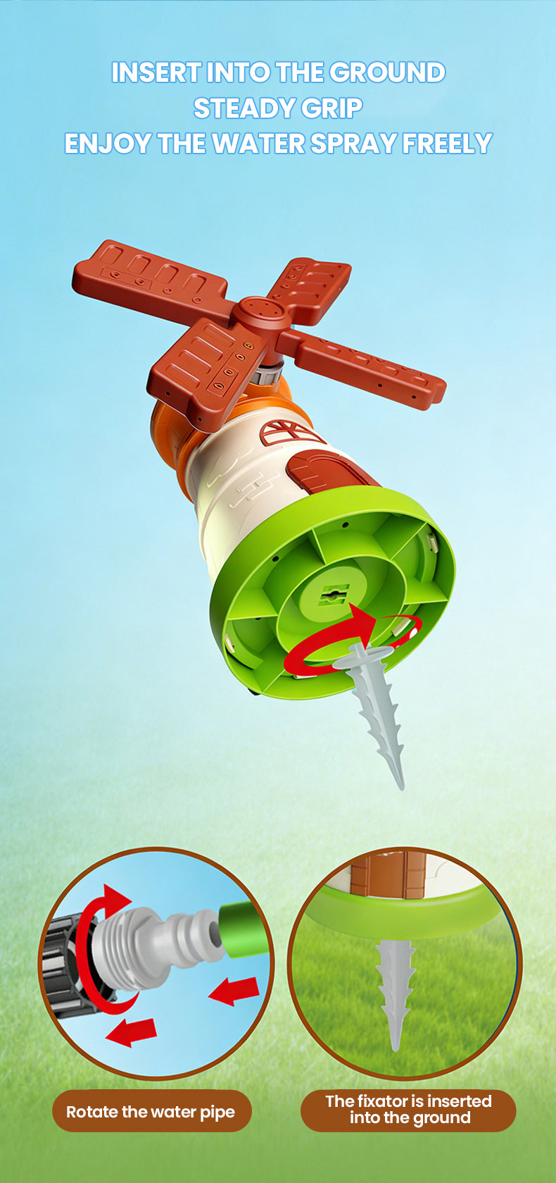 outdoor Water Toy Baby Bath Toys Cartoon Squid windmill Sprinkler Rotating Spray Garden Yard  Fun Games Toys for Kids boys girls