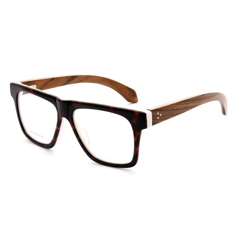 Women Vintage Wooden Glasses Frames Men Wood Eyeglass Frames Oversized Fashion Square Retro Rx Eyeglasses Frames Optical Eyewear