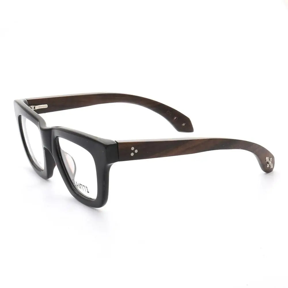 Women Vintage Wooden Glasses Frames Men Wood Eyeglass Frames Oversized Fashionable Square Retro Rx Eyeglasses Frames Optical