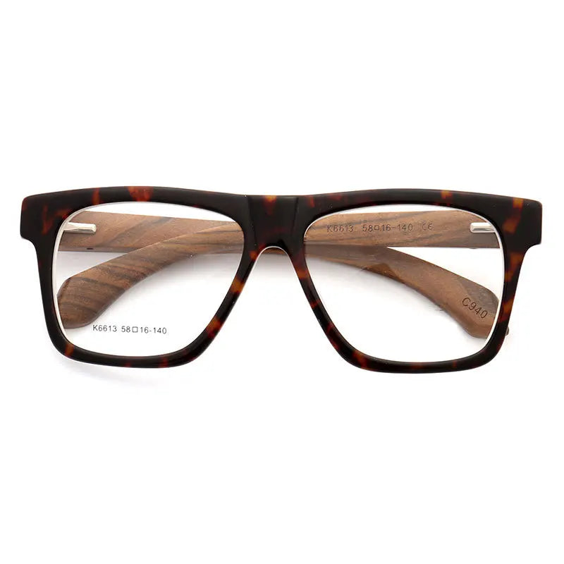 Women Vintage Wooden Glasses Frames Men Wood Eyeglass Frames Oversized Fashion Square Retro Rx Eyeglasses Frames Optical Eyewear