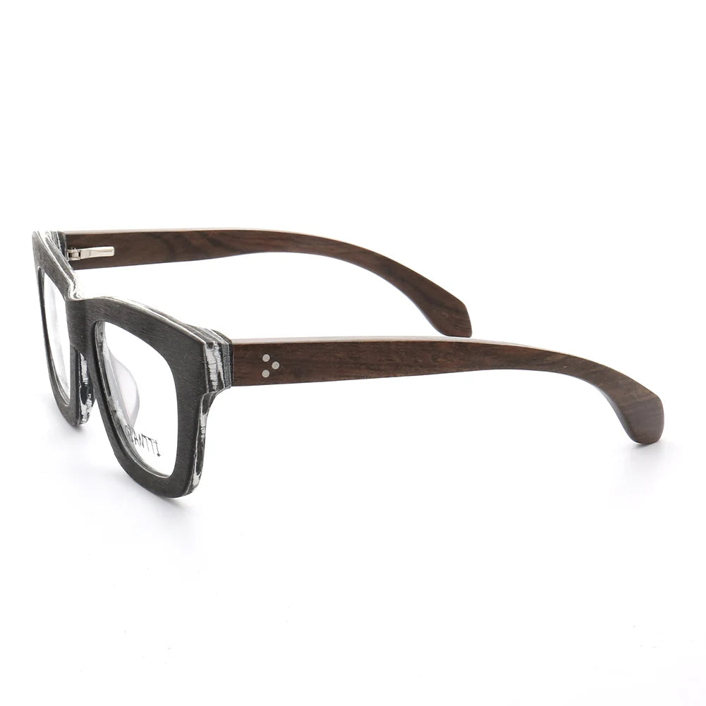 Women Vintage Wooden Glasses Frames Men Wood Eyeglass Frames Oversized Fashionable Square Retro Rx Eyeglasses Frames Optical