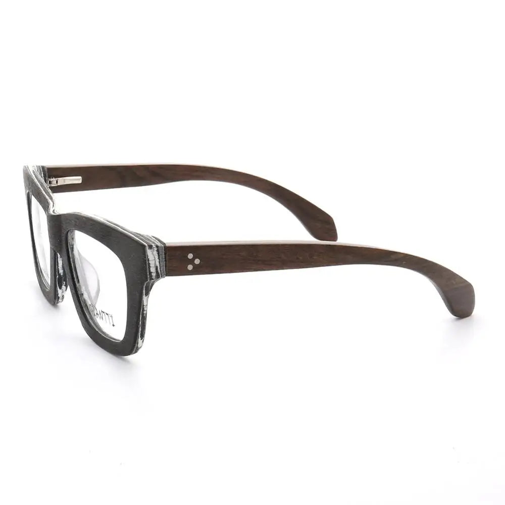 Women Vintage Wooden Glasses Frames Men Wood Eyeglass Frames Oversized Fashionable Square Retro Rx Eyeglasses Frames Optical