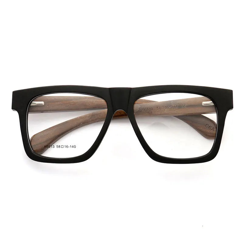 Women Vintage Wooden Glasses Frames Men Wood Eyeglass Frames Oversized Fashion Square Retro Rx Eyeglasses Frames Optical Eyewear