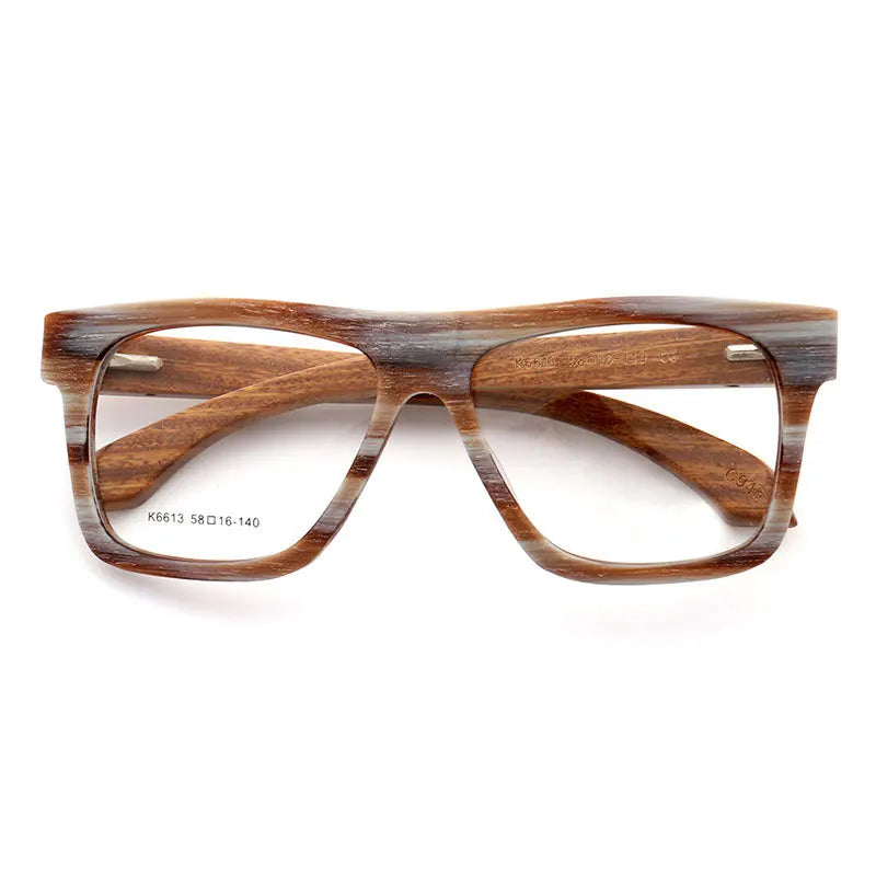 Women Vintage Wooden Glasses Frames Men Wood Eyeglass Frames Oversized Fashion Square Retro Rx Eyeglasses Frames Optical Eyewear