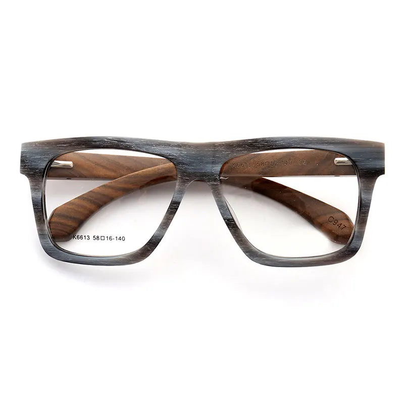 Women Vintage Wooden Glasses Frames Men Wood Eyeglass Frames Oversized Fashion Square Retro Rx Eyeglasses Frames Optical Eyewear