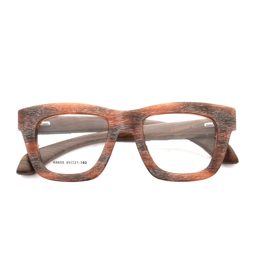 Women Vintage Wooden Glasses Frames Men Wood Eyeglass Frames Oversized Fashionable Square Retro Rx Eyeglasses Frames Optical