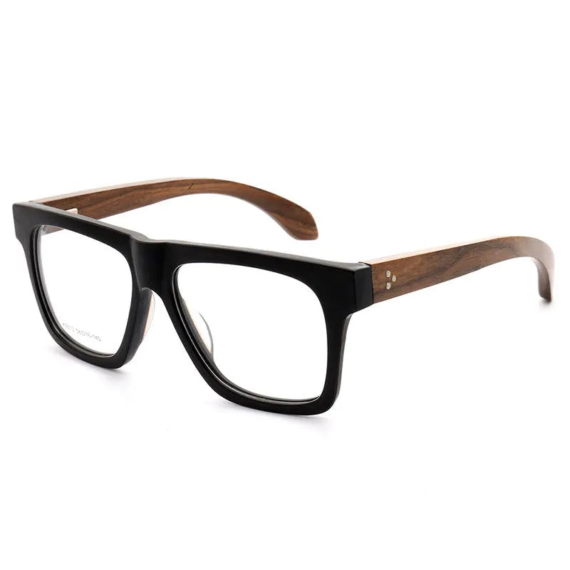 Women Vintage Wooden Glasses Frames Men Wood Eyeglass Frames Oversized Fashion Square Retro Rx Eyeglasses Frames Optical Eyewear