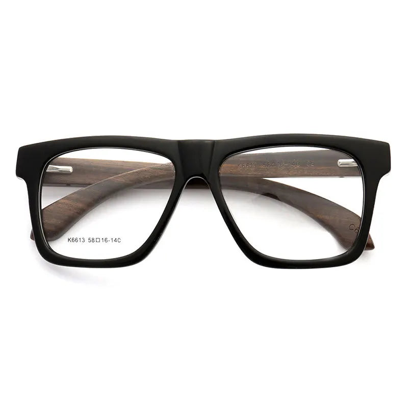 Women Vintage Wooden Glasses Frames Men Wood Eyeglass Frames Oversized Fashion Square Retro Rx Eyeglasses Frames Optical Eyewear