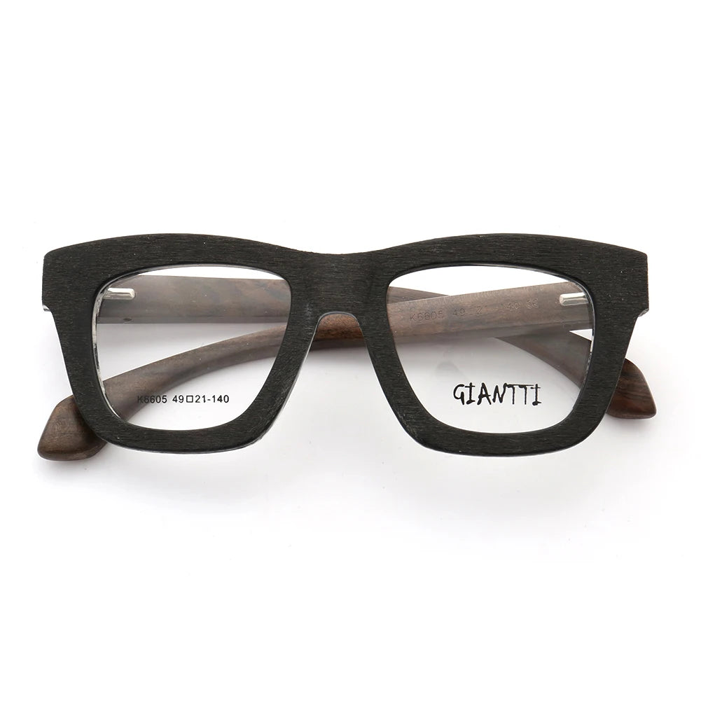 Women Vintage Wooden Glasses Frames Men Wood Eyeglass Frames Oversized Fashionable Square Retro Rx Eyeglasses Frames Optical