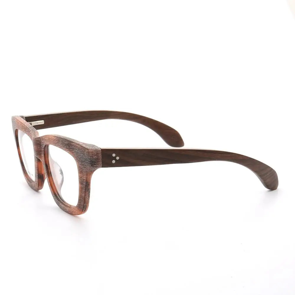 Women Vintage Wooden Glasses Frames Men Wood Eyeglass Frames Oversized Fashionable Square Retro Rx Eyeglasses Frames Optical
